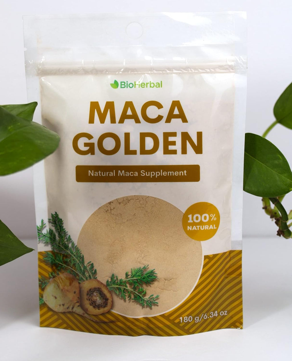 Bio Herbal Maca Golden - Polvo de Raíz de Maca 100% Natural (180g)