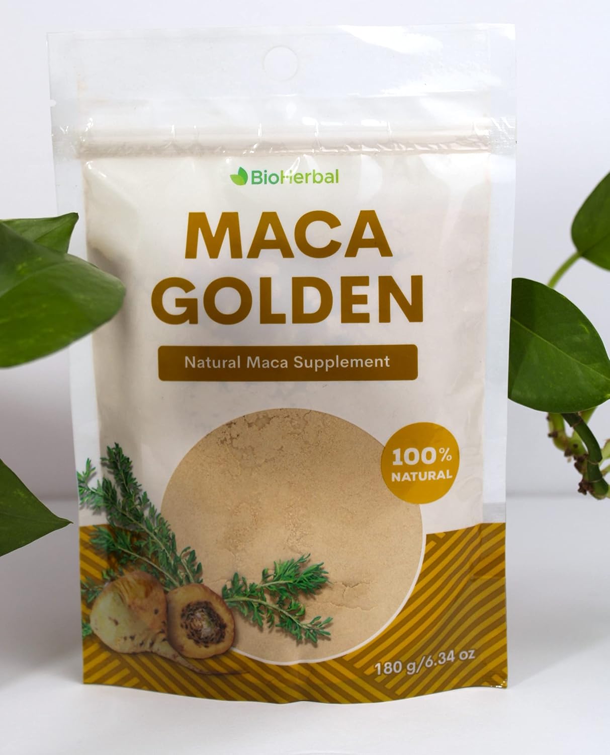 Bio Herbal Maca Golden - Polvo de Raíz de Maca 100% Natural (180g)
