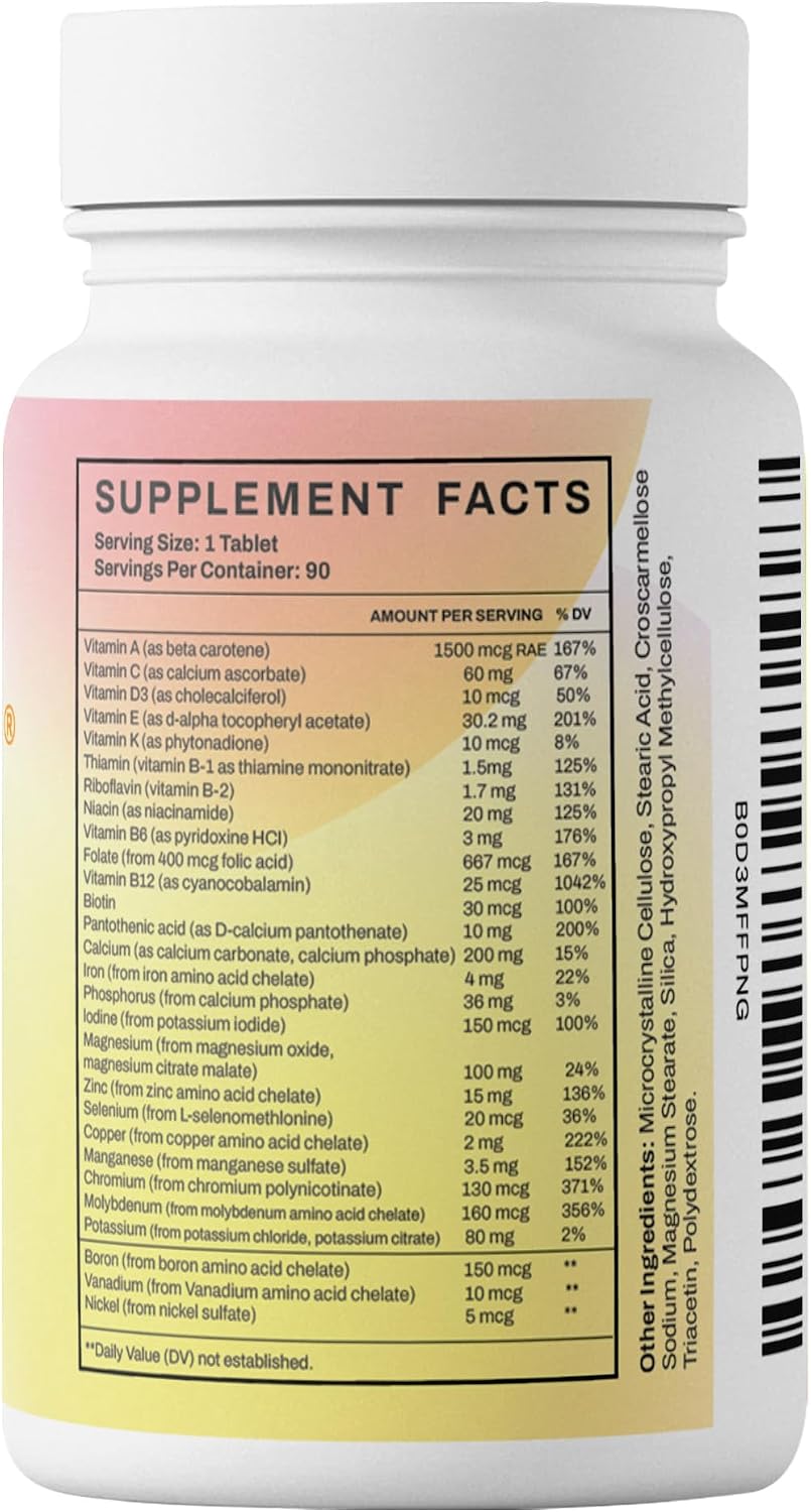 MULTIRIGHT Multivitamínico Bajo en Ácido para Estómagos y Vejigas Sensibles - 14 Vitaminas y 14 Minerales - pH Equilibrado - 180 Comprimidos (2 Paquetes)