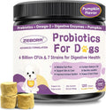 ZEBORA Probióticos para Perros, para la Salud Digestiva, con Calabaza, Enzimas Digestivas, Omega-3, Apoya la Salud Intestinal e Inmune, 120 Masticables Liofilizados
