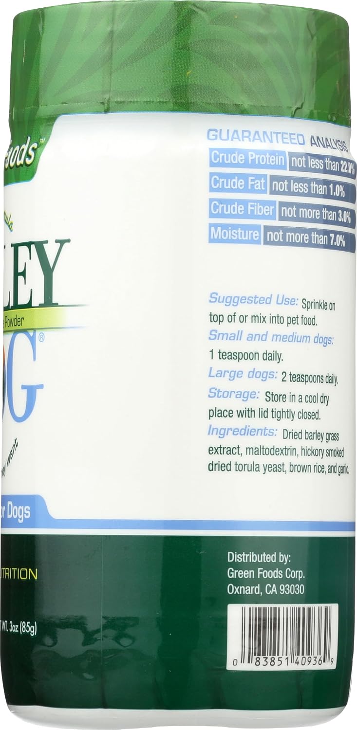 Green Foods Dog Barley Powder, 3-Ounce – Manto y piel saludables: Algunos nutrientes como el zinc y la vitamina E, – Image 7