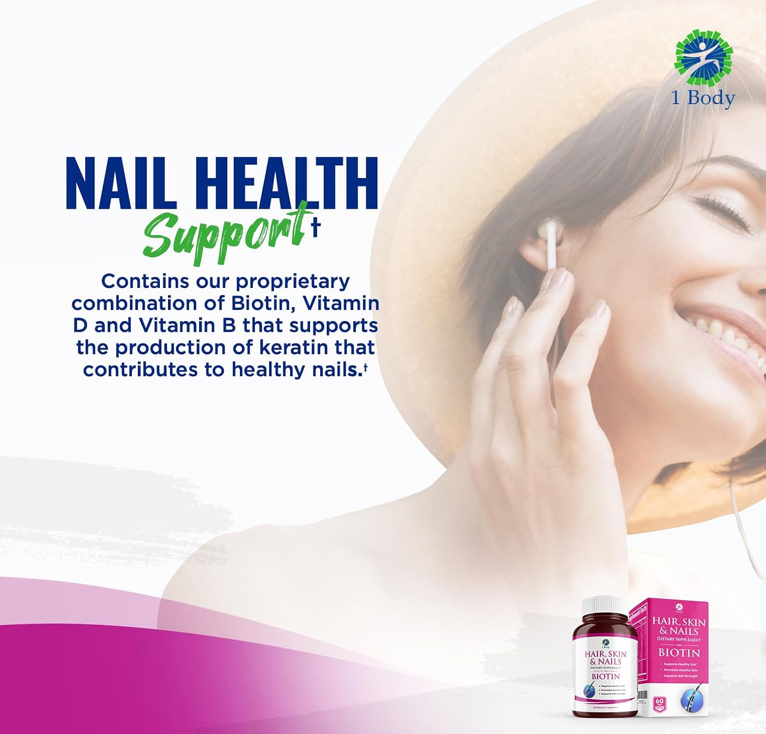 1 Body Hair Skin & Nails con Biotina - Pack de 3