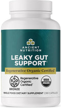 Ancient Nutrition Suplemento de Salud Intestinal, Certificado Orgánico Regenerativo, Cápsulas para el Soporte Intestinal, Formulado con Melena de León, Raíz de Regaliz Fermentada y Hierbabuena, Sin Gluten, Paleo y Keto, 90 Cápsulas