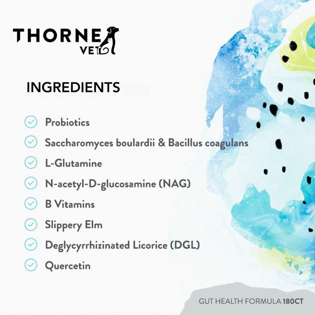 ThorneVET Gut Health Formula – Soporte Gastrointestinal para Perros, Gatos y Caballos, 180 Dosis