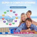 13-in-1 Vitamin B Complex Plus con Vitaminas B1, B2, B3, B4, B5, B6, B7, B8, B9, B12, C, D3, K2 - 120 Cápsulas por Frasco - 2 Frascos
