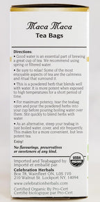 CELEBRATION HERBALS Maca Maca Root Powder Organic, 24 bolsitas (9 g)