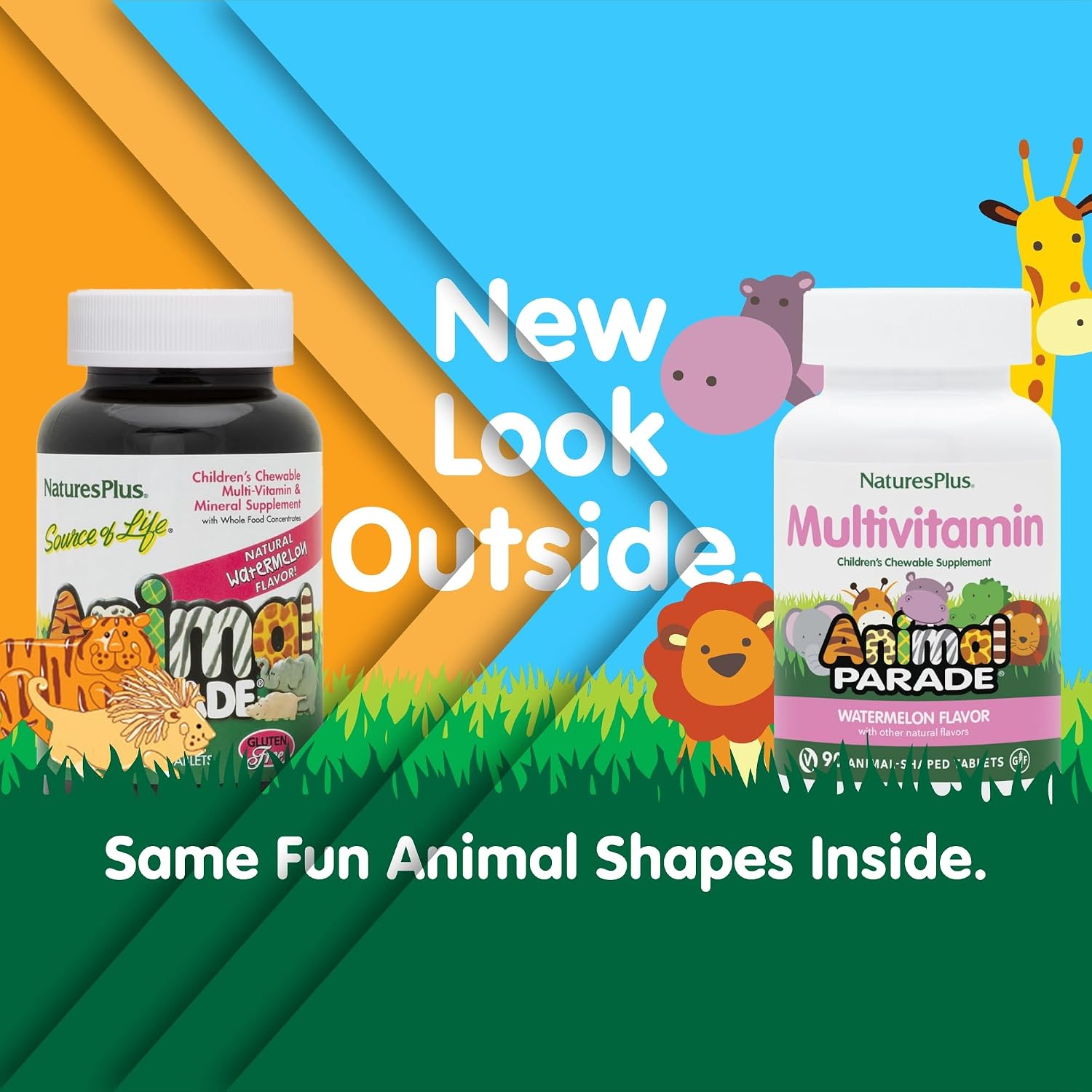 NaturesPlus Animal Parade Children's Multivitamin - 90 Watermelon Chewable Tablets