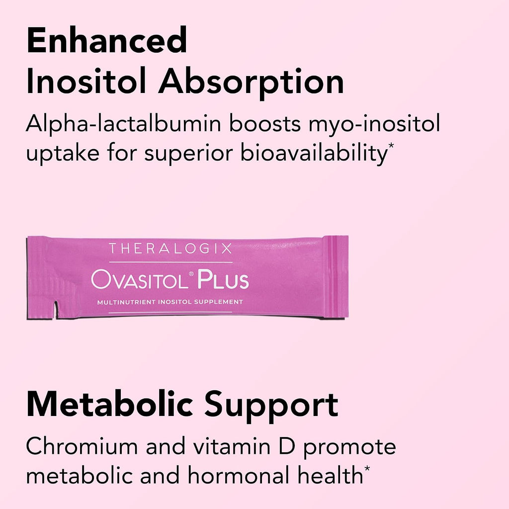 Theralogix Ovasitol Plus - Complemento Metabólico con Myo-Inositol, D-Chiro Inositol, Cromo, Alfalactoalbúmina y Vitamina D - 180 cápsulas (90 días)