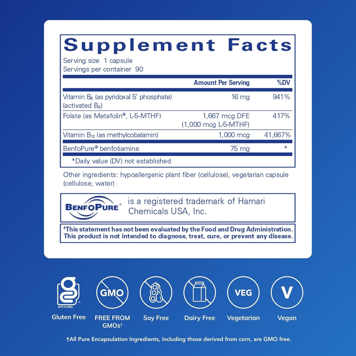 Pure Encapsulations MethylAssist - B Complex with Methylfolate and Benfotiamine - 90 Capsules