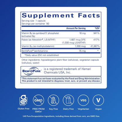 Pure Encapsulations MethylAssist - Complejo – Benfotiamina: Derivado liposoluble de la vitamina B1 (tiamina) con – Image 2