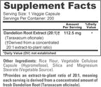 Cápsulas de Raíz de Diente de León, 112,5 mg, 200 Cápsulas Veganas - NusaPure
