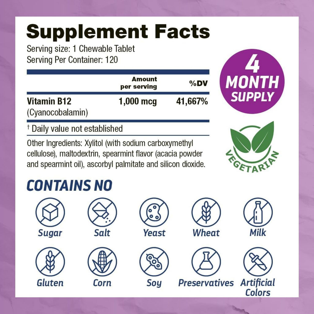 Dr’s Hope Vitamina B12 1000 mcg - 120 Comprimidos Masticables