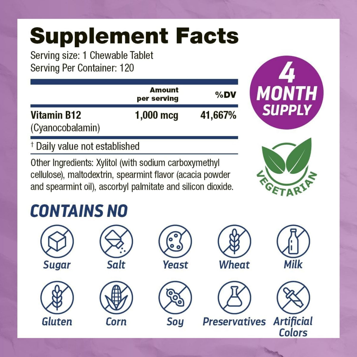 Dr’s Hope Vitamina B12 1000 mcg - 120 – Metabolismo energético normal: Participa en la conversión de los alimentos – Image 2