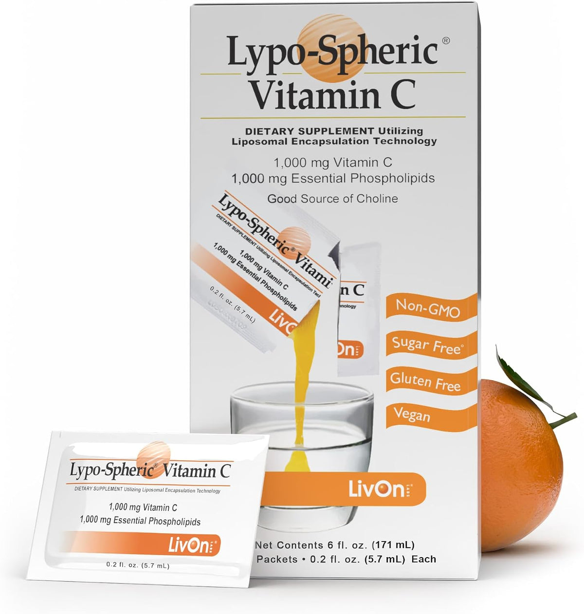 LivOn Laboratories Lypo-Spheric Vitamina C – 3 Cartones (90 Sobres) – 1000 mg de Vitamina C y 1000 mg de Fosfolípidos – Image 8