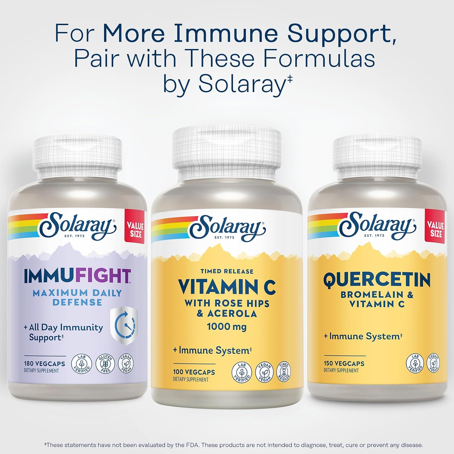 Solaray Vitamina C 1000 mg - Cápsulas de Liberación Prolongada con Rosa Mosqueta y Acerola - Apoyo Inmunitario - Vegano