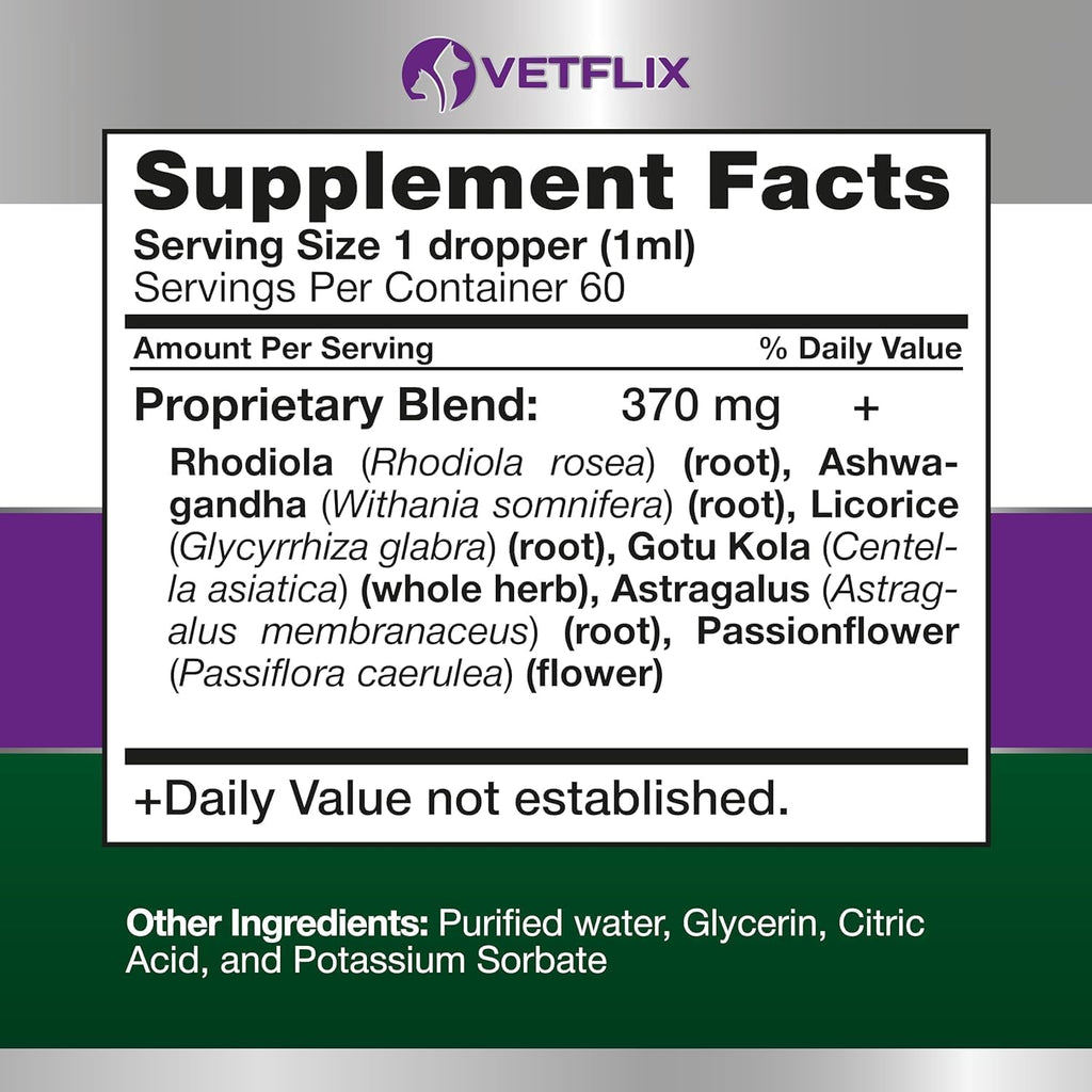 Adrenal Support Liquid Supplement for Dogs, Cats, Puppies & Kittens, 2 Oz