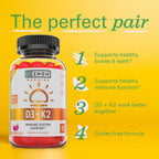 Zhou D3+K2 - Suplemento de Vitamina D3 y K2 con 5000 UI y MK-7, Gominolas Veganas (60 unidades)