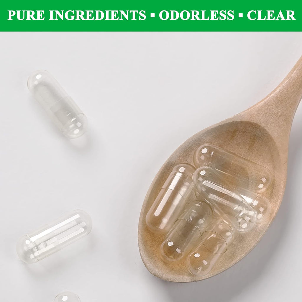 wananfu Cápsulas Vegetales Vacías Tamaño 0 (1000 unidades) con Micro Cuchara de Laboratorio