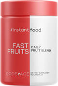 Codeage Instantfood Fast Fruits, Más de 15 Frutas en Polvo, Multivitamínico Vegano Diario, 90 Cápsulas