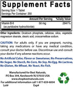 Best Naturals Vitamina B6 50 mg - 250 Comprimidos (Pack de 3)