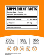 BulkSupplements L-Teanina 200mg Cápsulas - 365 Cápsulas