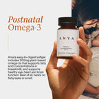 ANYA Omega 3 con 300mg de DHA y EPA, Ingredientes Limpios, Sin OGM, 100% Vegano, Sin Gluten, Soja ni Lácteos. Suplemento para Mujeres, Vitamina Prenatal y Postnatal para Apoyo en Lactancia