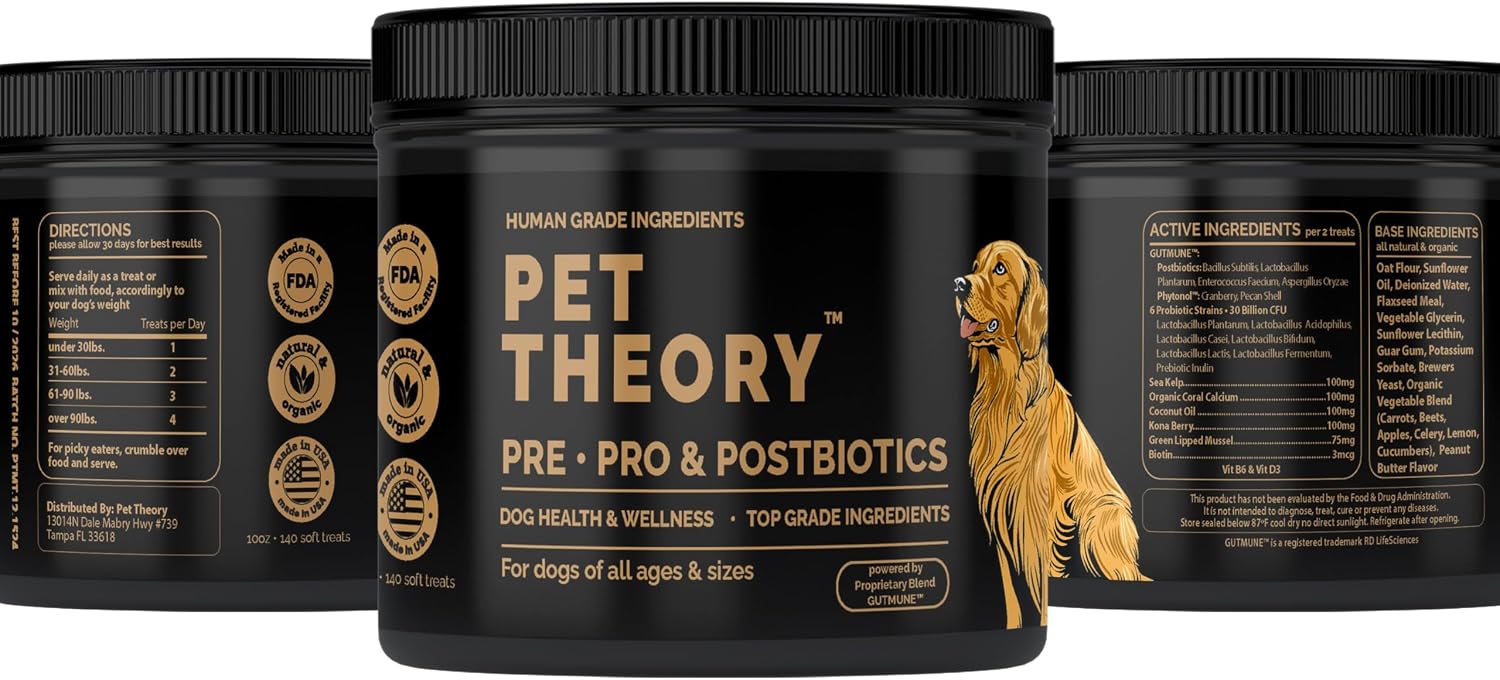 Probióticos para Perros - Combinación Pre, Pro y Postbióticos - Masticables Blandos para Salud Digestiva e Inmunidad - 100 uds