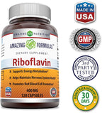 Amazing Formulas Riboflavina 400 mg – 240 Cápsulas – Suplemento de Vitamina B2, Sin OGM, Sin Gluten
