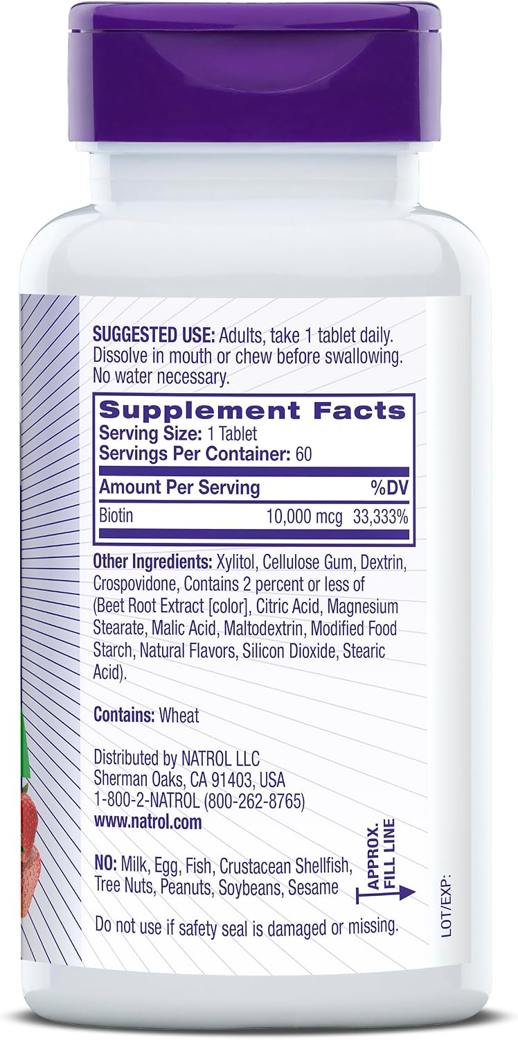 Natrol Biotin 10,000mcg, 60 Fast Dissolve Tablets