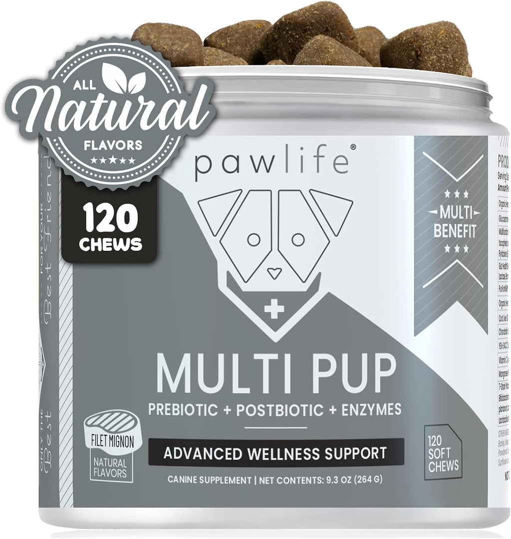 All Natural Multivitamin Soft Chews for Dogs 240ct | Glucosamina y Condroitina para Articulaciones con Probióticos para la Salud Intestinal e Inmunidad | Apoyo a la Movilidad y Bienestar Avanzado | Suministro para 4 Meses
