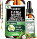 Vita letuo Soursop Drops - Suplemento Líquido Multivitamínico y Mineral con Soursop, Sea Moss, Black Seed Oil, Ashwagandha y Más (30 Dosis)