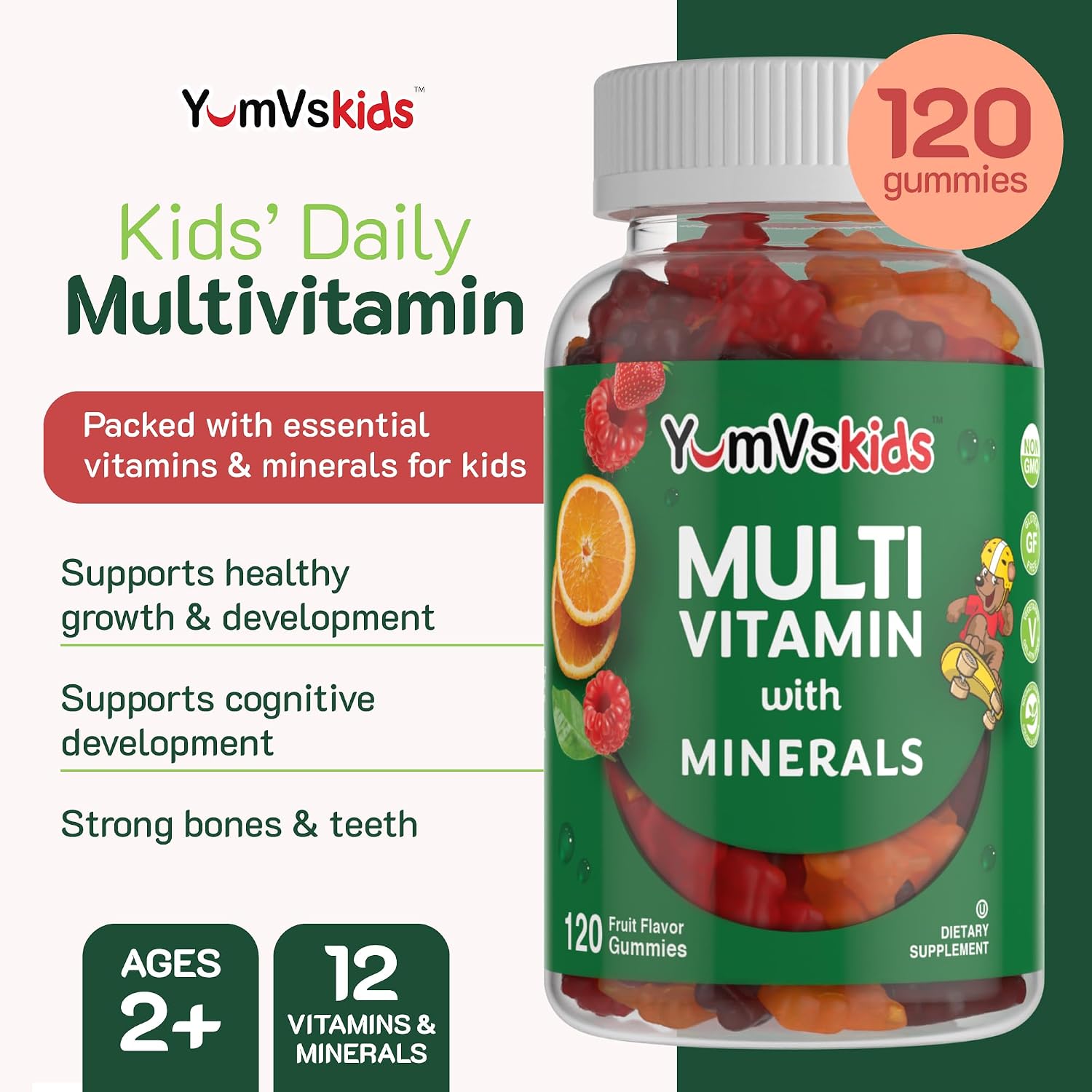 YumVs Gominolas Multivitamínicas para Niños - Sabor Fruta - 120 unidades