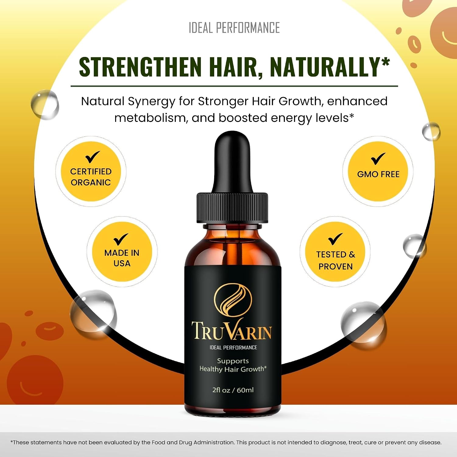 TruVarin Drops - Fórmula Avanzada Oficial - Suplemento Líquido Natural para el Crecimiento del Cabello y un Cuero Cabelludo Saludable (5 Envases)