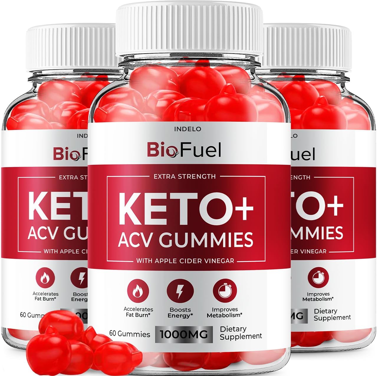 Bio Fuel Keto ACV Gummies – 3 Pack (180 Gominolas) – Fórmula Avanzada con Vinagre de Manzana