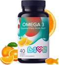 LIVS Gominolas Veganas Omega 3 – A base de Aceite de Linaza – Omega 3, 6 y 9 – Apoyo para el Corazón, el Cerebro y las Articulaciones – Sin Sabor a Pescado – No GMO, con Pectina, Kosher y Halal – 40 Unidades
