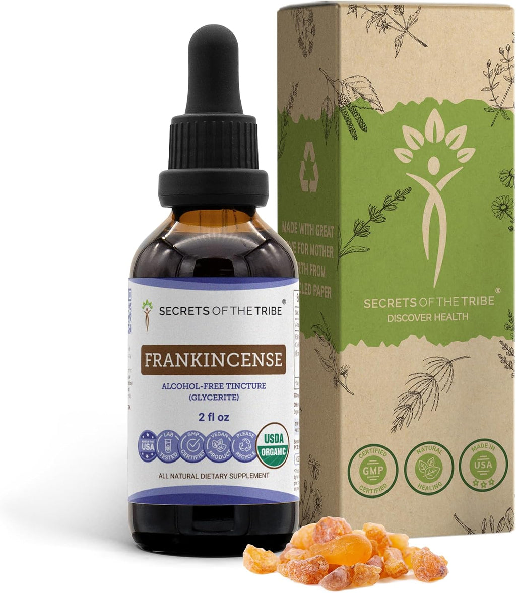 Secrets of the Tribe Frankincense Orgánico USDA - Extracto Sin Alcohol, Gotas de Alta Potencia, Apoyo Inmunitario y Estado de Ánimo Positivo (2 oz)