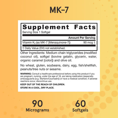 Jarrow Formulas MK-7 90 mcg - Forma – Está libre de gluten, trigo, soja, lácteos, huevo, pescado, mariscos, – Image 4