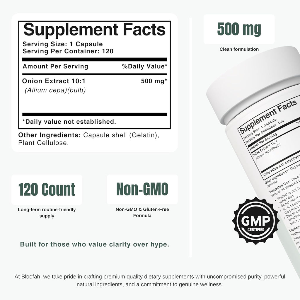 ON Onion Extract Capsules 500mg – (Allium cepa) Botanical Supplement