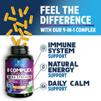 Complejo B-100 Completo con Vitaminas B12, B6, C, Biotina y Folato - 120 Cápsulas