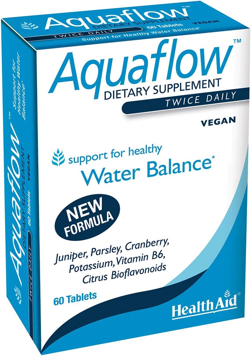 Aquaflow Tabletas para el Equilibrio Hídrico – Ayuda a mantener el equilibrio de líquidos y reducir la retención ocasional de agua – Mezcla botánica con enebro, perejil y arándano rojo – Vegano – 60 comprimidos