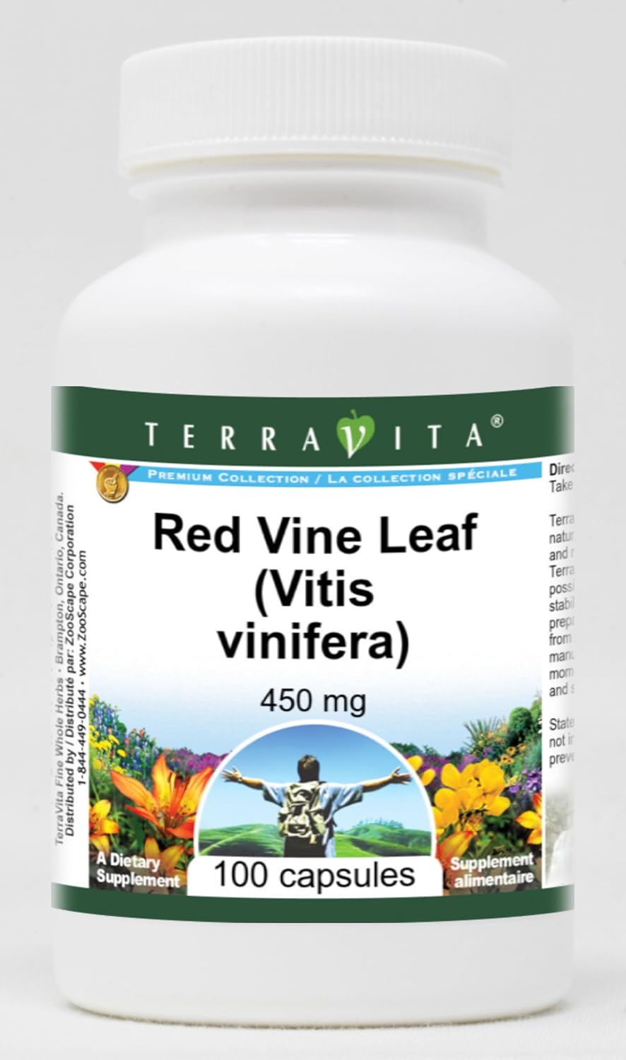 Hoja de vid roja (Vitis vinifera) - 450 mg (100 Cápsulas) - Terravita