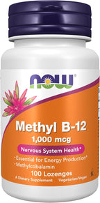 NOW Foods, Metil B-12 (Metilcobalamina) 1000 mcg, 100 Comprimidos para la Salud del Sistema Nervioso