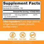 Doctor's Best Vitamina D3 5000 UI, 180 Cápsulas Blandas