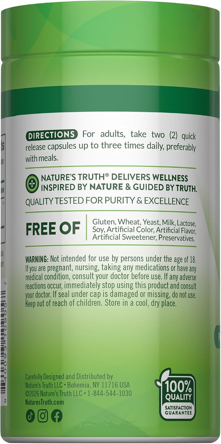 Nature's Truth Cápsulas de Raíz de Remolacha | 1000mg | 90 Cápsulas | Extracto Herbal | Sin Gluten y No OGM