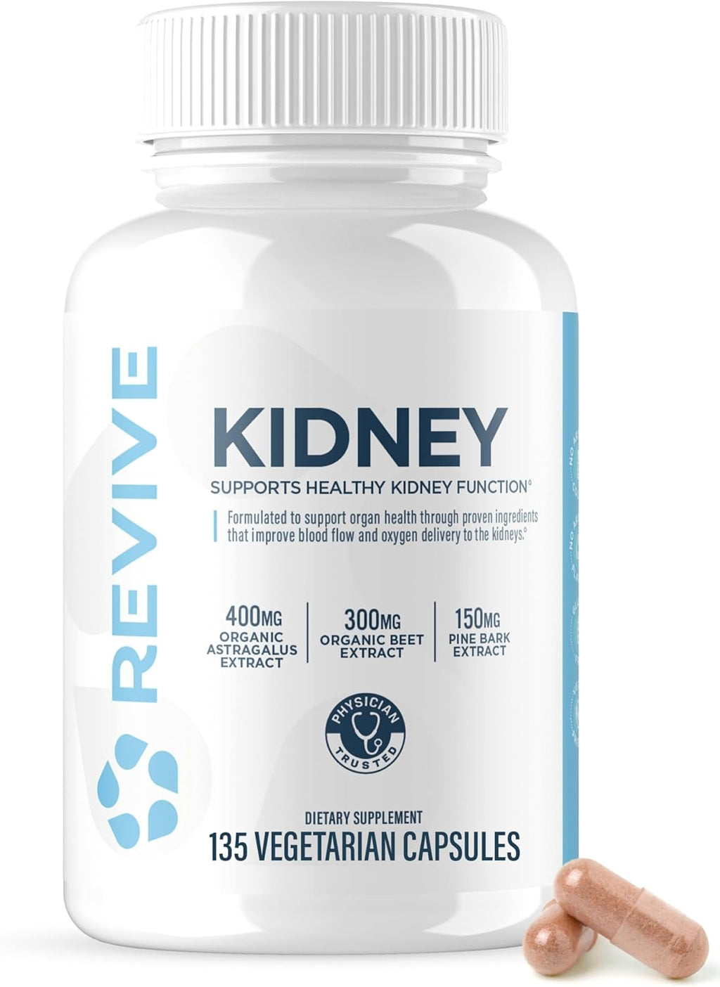 Revive MD Kidney Support – Complemento para la Función Renal (135 Cápsulas Vegetales)