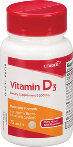 Leader Vitamina D3 2000 UI, 75 comprimidos
