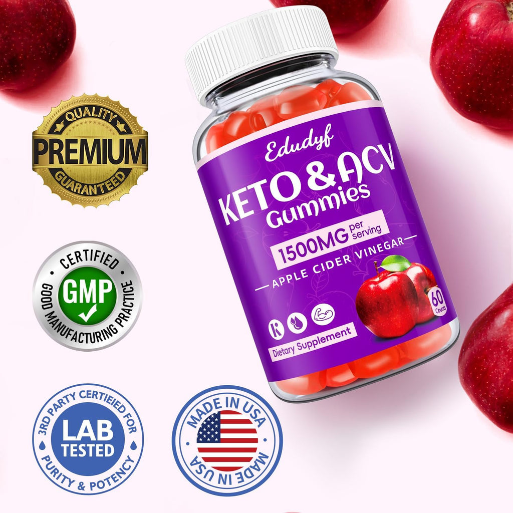 EDUDYF Keto ACV Gummies - Gominolas de Vinagre de Manzana Orgánico con Probióticos - 120 Unidades