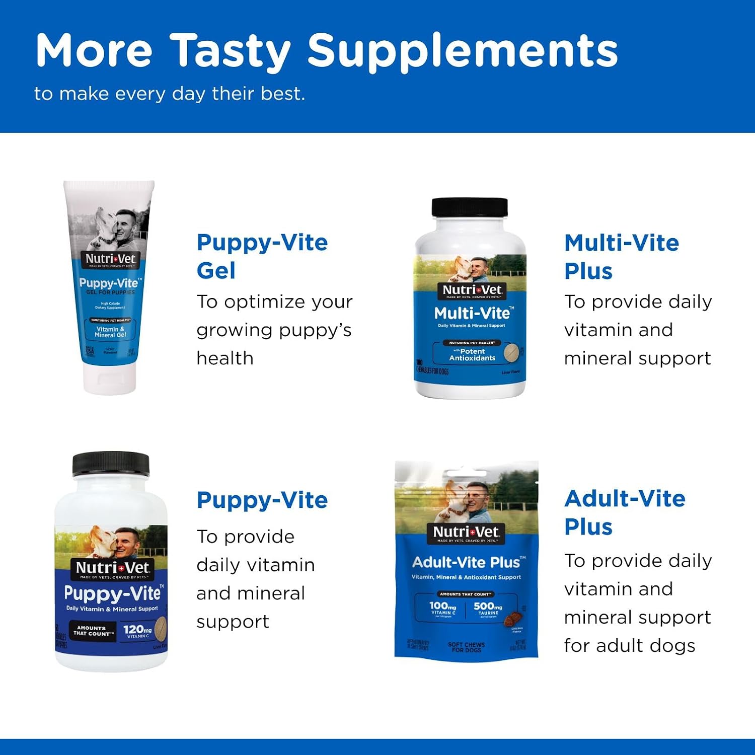Nutri-Vet Senior-Vite Multivitamínico Masticable para Perros Mayores, 120 comprimidos
