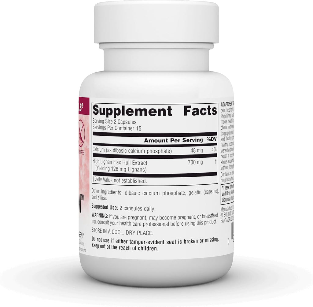 Source Naturals Adaptofem Lignan Extract, Adaptógeno para la Menopausia sin Soja - 30 Cápsulas
