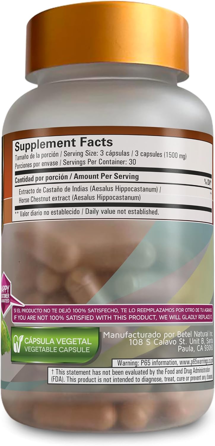 Betel Natural Premium Castaño de Indias 1500 mg para la Circulación